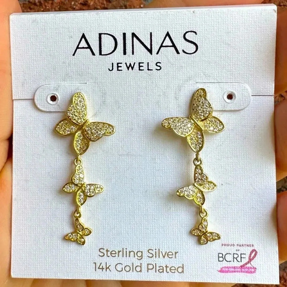 Anthropologie Butterfly Gold Zirconia Earrings - Picture 3 of 9